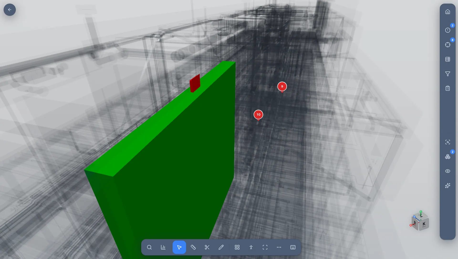 PlanSync clash detection highlighting a spatial conflict between two building elements